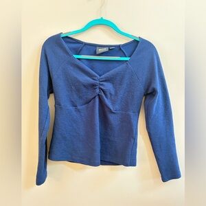 Anthropologie Maeve Navy Blue Sweetheart Neckline Stretch Top